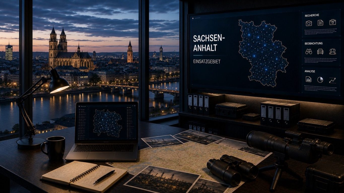 Moderner Ermittlungs- und Einsatzraum für diskrete Wirtschaftsermittlungen in ganz Sachsen-Anhalt. 