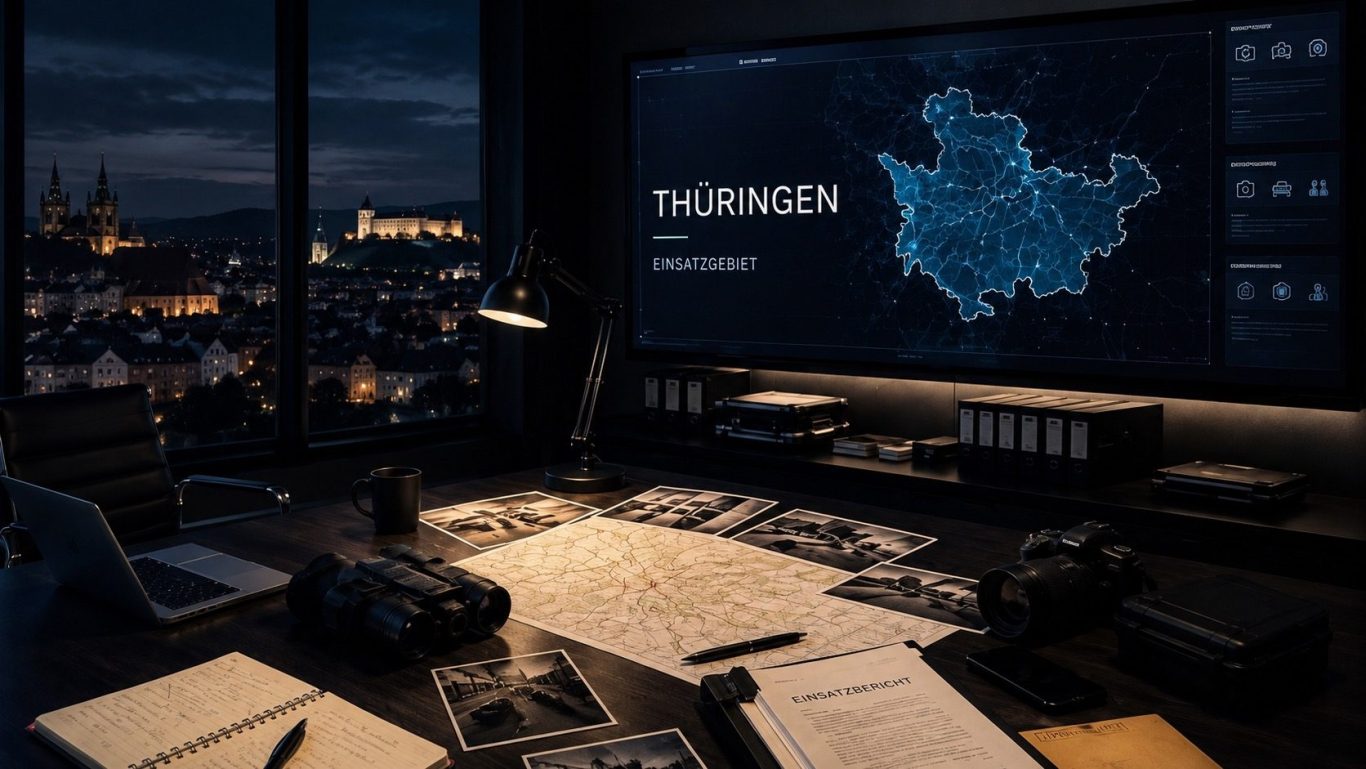 Wirtschaftsdetektei Thüringen Moderner Ermittlungs- und Einsatzraum für diskrete Wirtschaftsermittlungen in ganz Thüringen.