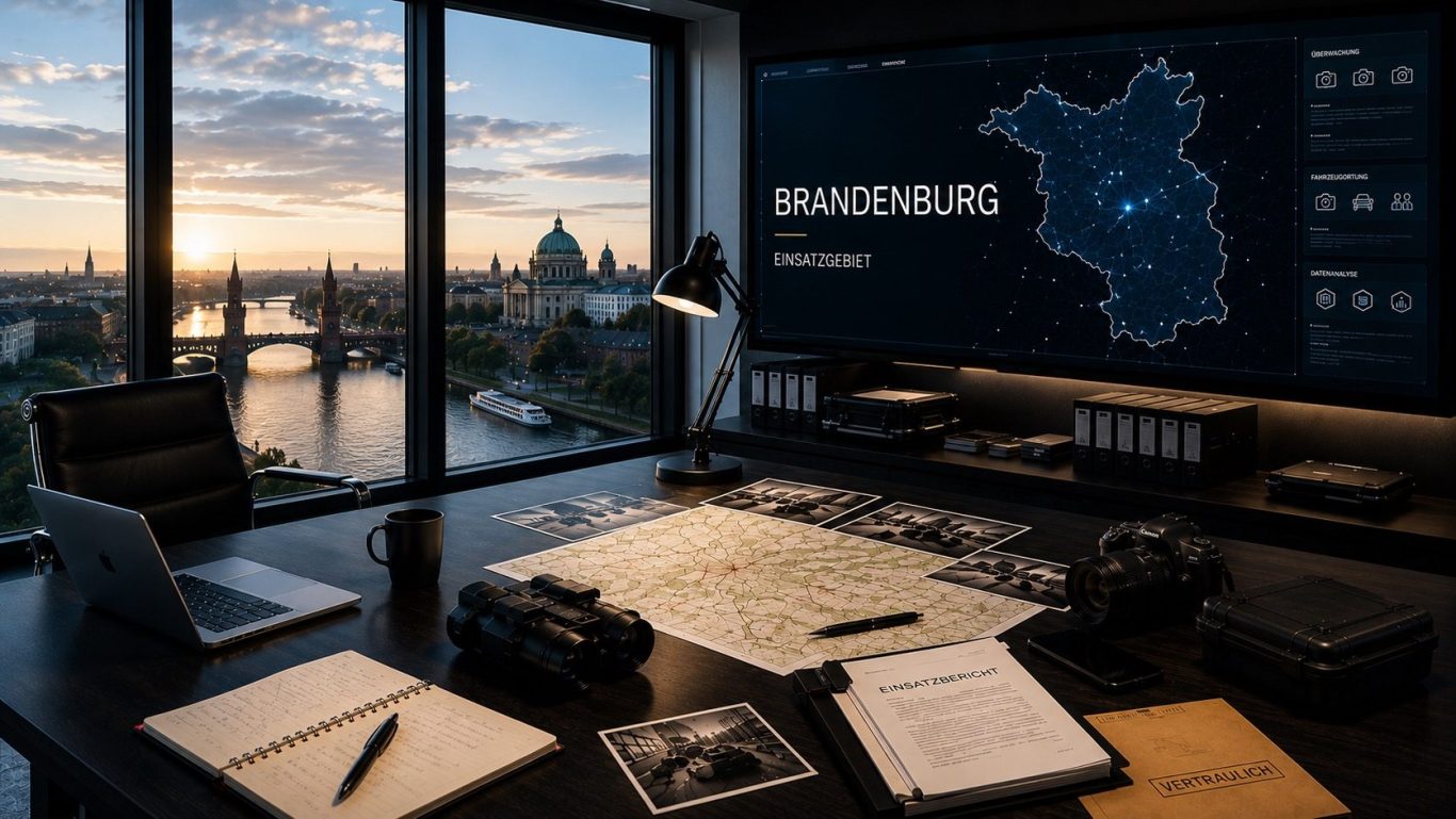 Wirtschaftsdetektei Brandenburg Moderner Ermittlungs- und Einsatzraum für diskrete Wirtschaftsermittlungen im gesamten Land Brandenburg.