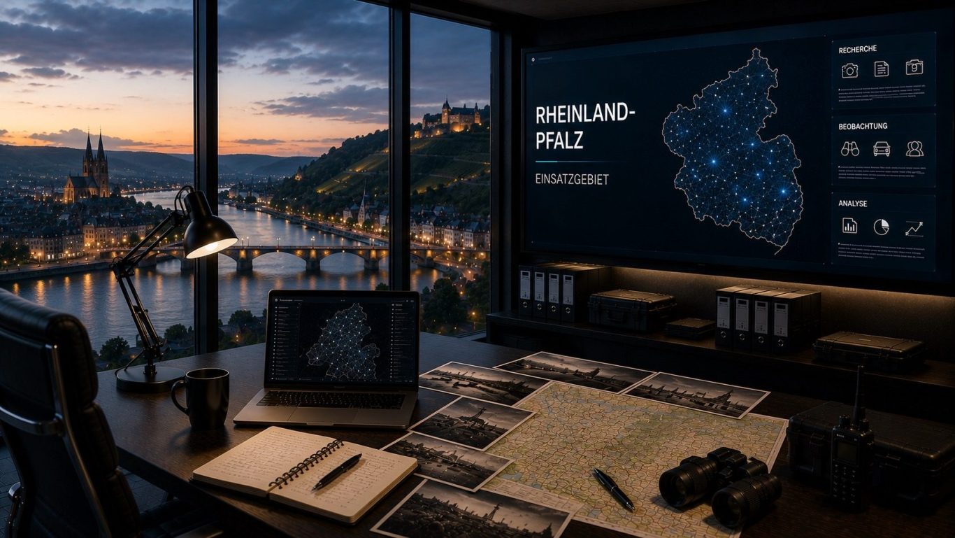 Moderner Ermittlungs- und Einsatzraum für diskrete Wirtschaftsermittlungen im gesamten Bundesland Rheinland-Pfalz. 