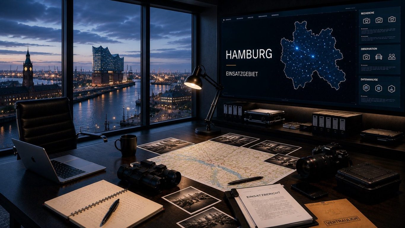 Wirtschaftsdetektei Hamburg Moderner Ermittlungs- und Einsatzraum für diskrete Wirtschaftsermittlungen im gesamten Bundesland Hamburg.