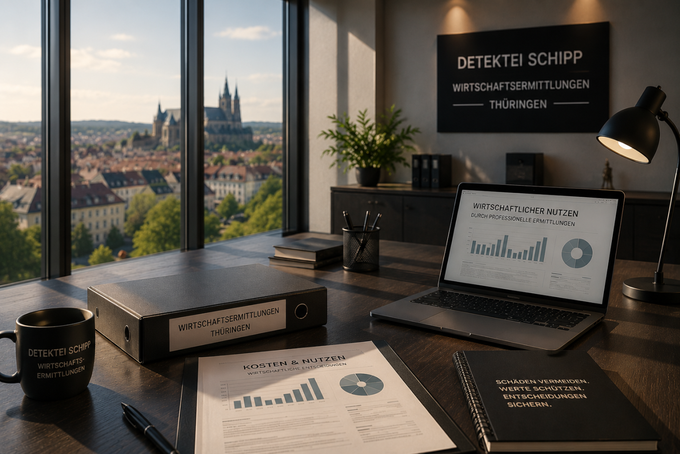 Der Kosten- & Nutzenfaktor professioneller Ermittlungen in Thüringen Moderner Besprechungsraum als Symbol für wirtschaftlich sinnvolle Ermittlungsentscheidungen in Thüringen